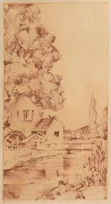 1931 3 Paysages lacustres moulin