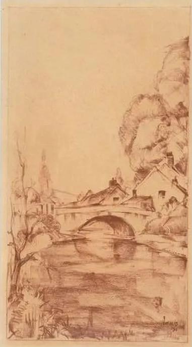 1931 4 Paysages lacustres pont