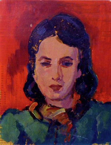 1940 6 Portrait sur fond rouge