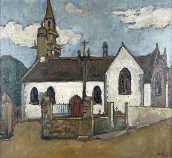 1946 15 Eglise Locquirec macario vitalis hsp 50x54 cm provenance acq ULQJT