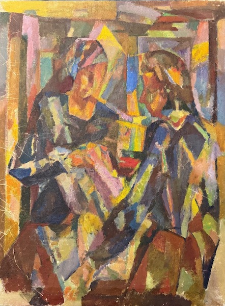 1951 8 hst 50 x 38 Marchande de tissu